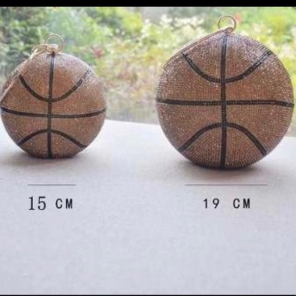 Large Gold Black basketball rhinestone crystal clutch purse Sports wristlet - Picture 11 of 11